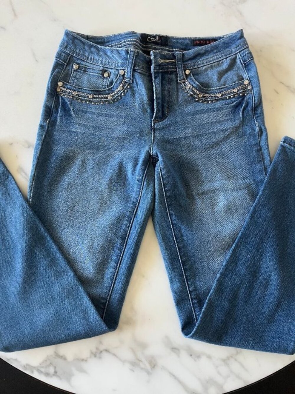 Earl Jeans Skinny Ankle with Front and Back Embellishments, Size 2